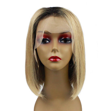 Wholesale 1B/light brown Human Hair Lace Front Straight Bob Wigs