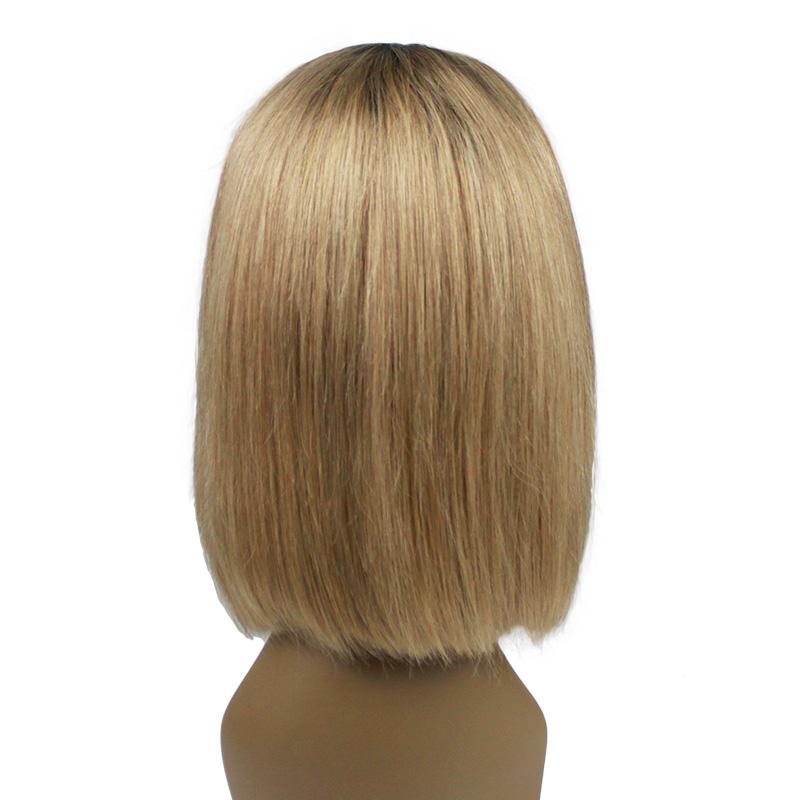 Wholesale 1B/light brown Human Hair Lace Front Straight Bob Wigs