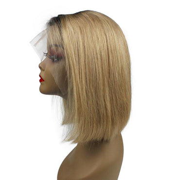 Wholesale 1B/light brown Human Hair Lace Front Straight Bob Wigs