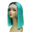 Wholesale 1B/lake blue Human Hair Lace Front Straight Bob Wigs