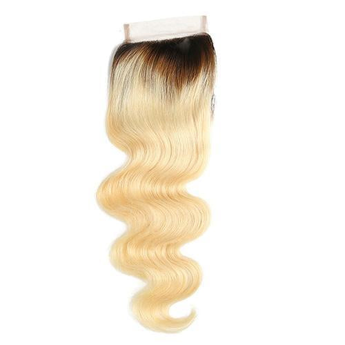 Wholesale #1B613 Body Wave Closure Human Hair Blonde Closure