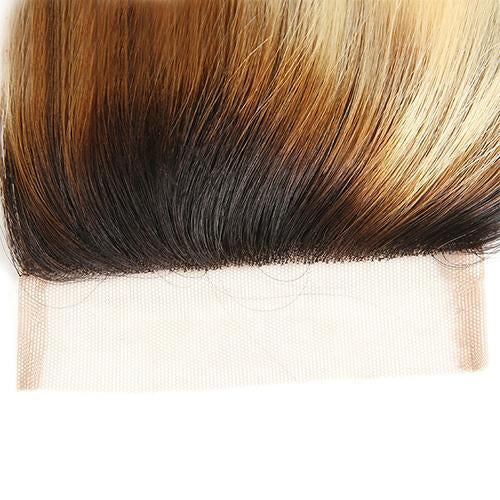 Wholesale #1B613 Body Wave Closure Human Hair Blonde Closure