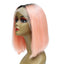 Wholesale #1B/Pink Human Hair Lace Front Straight Bob Wigs