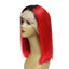 #1B/red Human Hair Lace Front Straight Bob Wigs