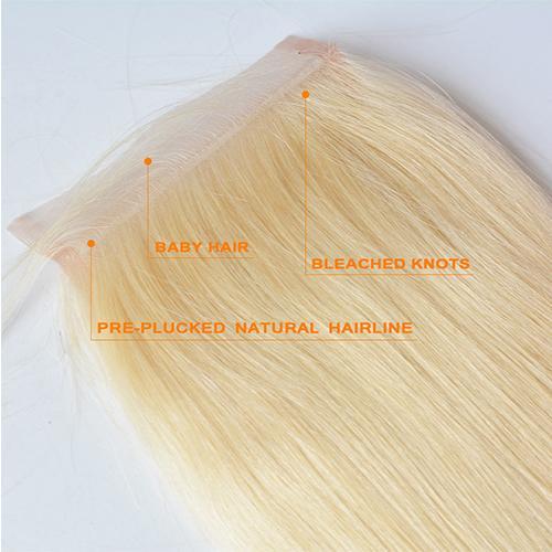 Wholesale #613 Straight Closure Human Hair Blonde Closure