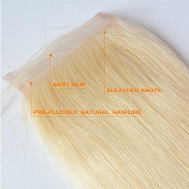 Wholesale #613 Straight Closure Human Hair Blonde Closure