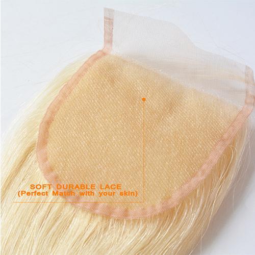 Wholesale #613 Straight Closure Human Hair Blonde Closure