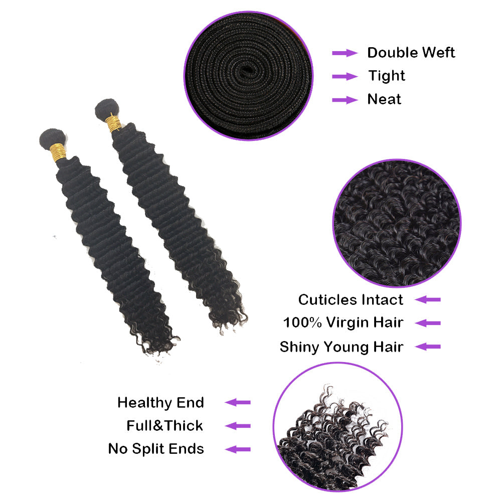 Wholesale Deep Curly Virgin Human Hair Natural Black Bundles