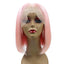 Pink Human Hair Lace Front Straight Bob Wigs