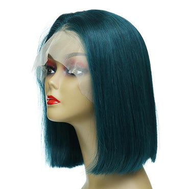 Wholesale Atrovirens Human Hair Lace Front Straight Bob Wigs