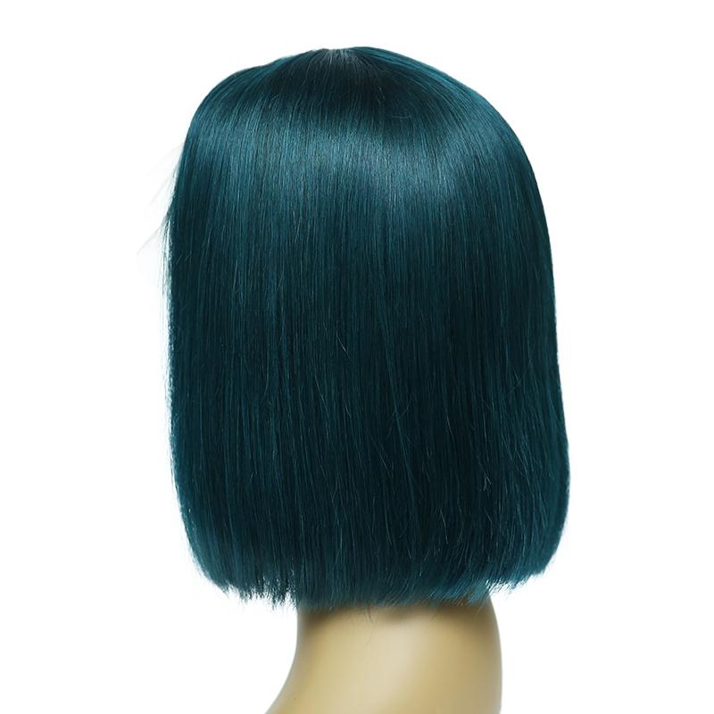 Wholesale Atrovirens Human Hair Lace Front Straight Bob Wigs