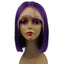 Purple Human Hair Lace Front Straight Bob Wigs