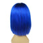 Blue Human Hair Lace Front Straight Bob Wigs