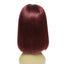 wine red Human Hair Lace Front Straight Bob Wigs