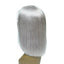 grey Human Hair Lace Front Straight Bob Wigs