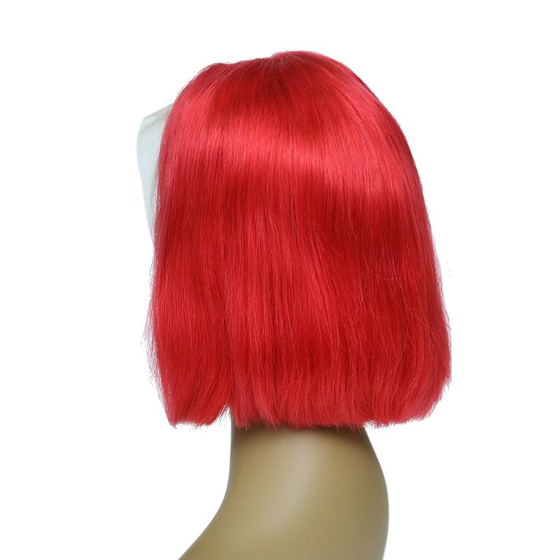 Red Human Hair Lace Front Straight Bob Wigs