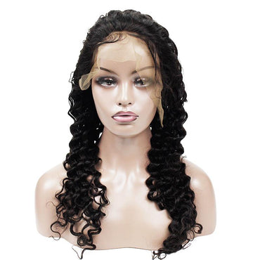 Wholesale Deep Wave Human Hair Lace Wig Naturlal Black #1B