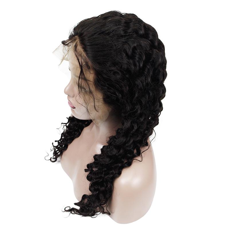 Wholesale Deep Wave Human Hair Lace Wig Naturlal Black #1B