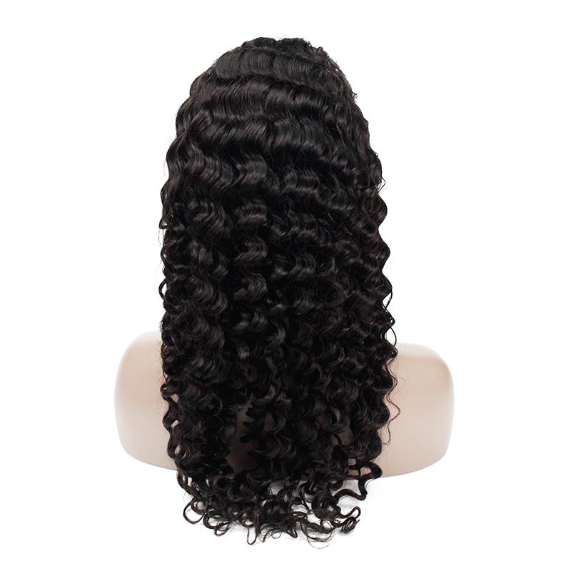 Wholesale Deep Wave Human Hair Lace Wig Naturlal Black #1B