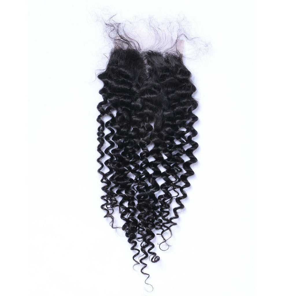 Wholesale Deep Curly Closure Human Hair Natural Black #1B