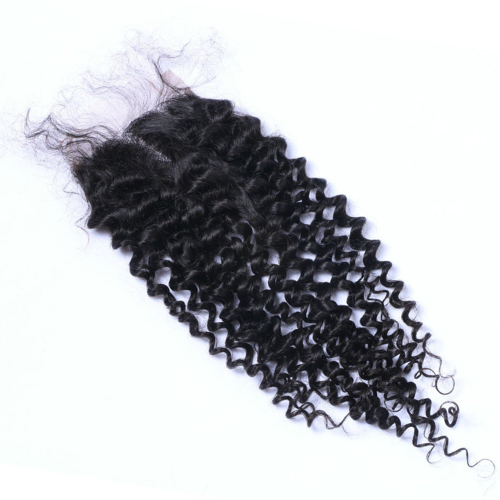 Wholesale Deep Curly Closure Human Hair Natural Black #1B