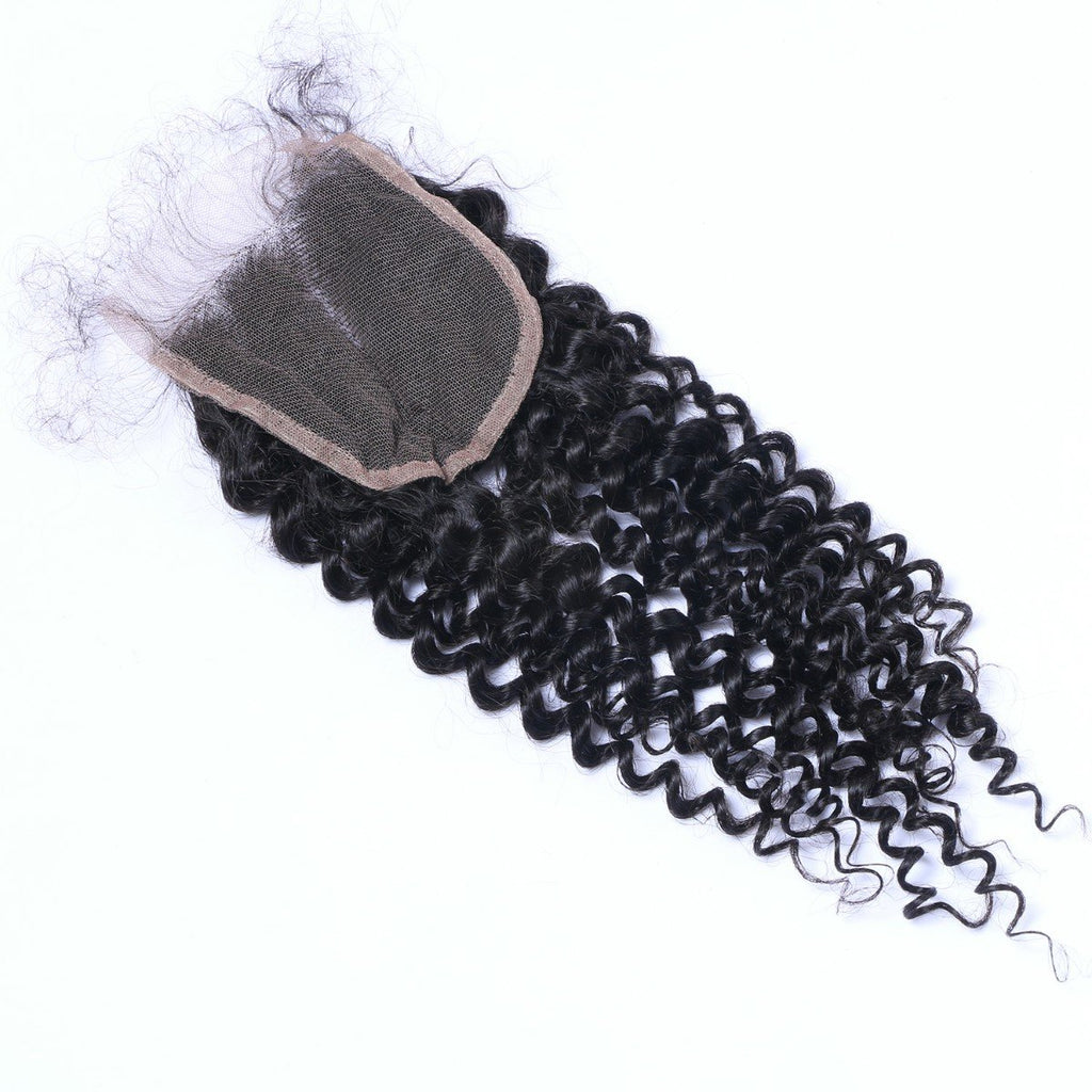 Wholesale Deep Curly Closure Human Hair Natural Black #1B
