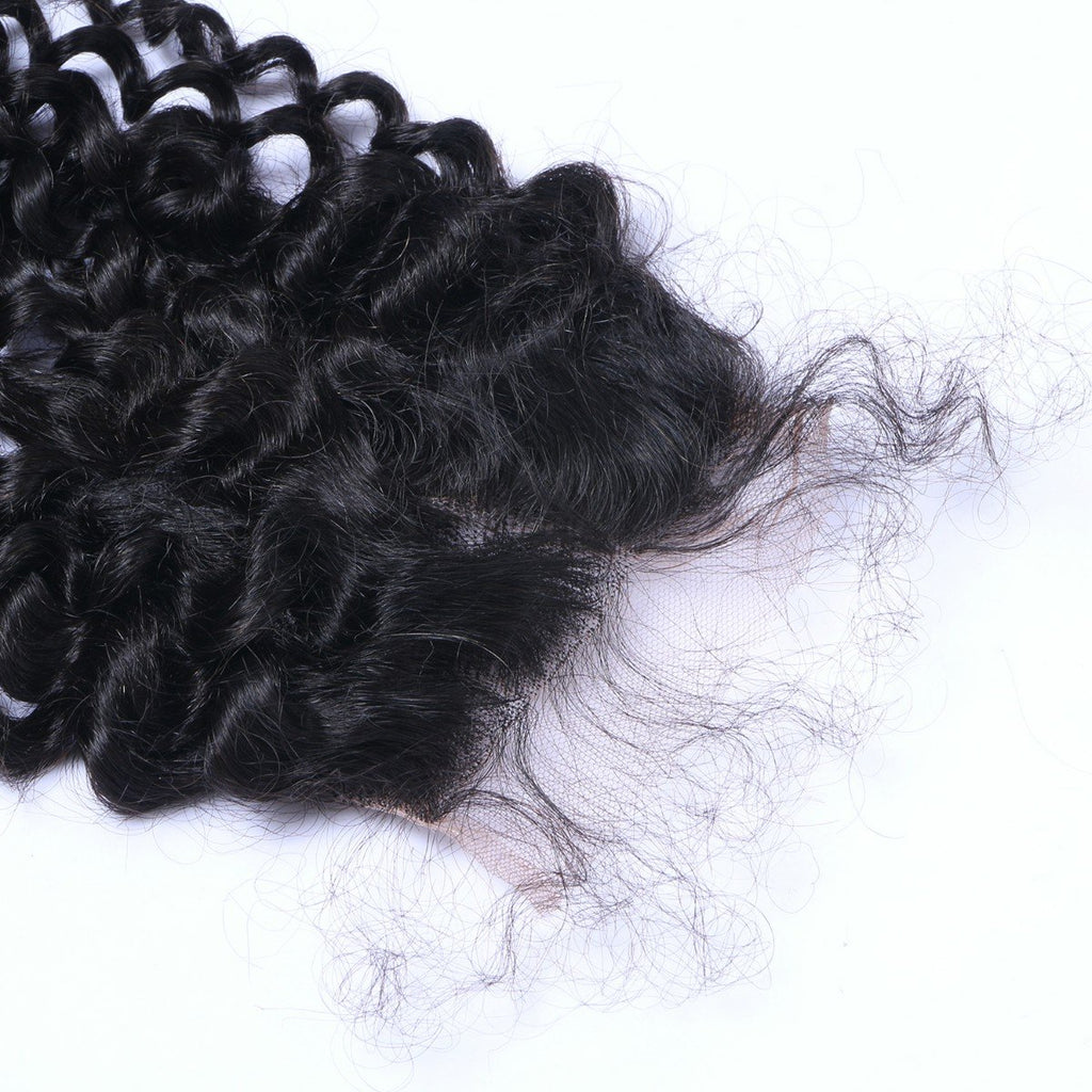 Wholesale Deep Curly Closure Human Hair Natural Black #1B