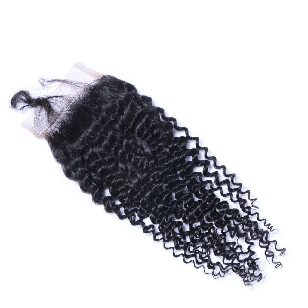 Wholesale Kinky Curly Closure Human Hair Natural Black #1B