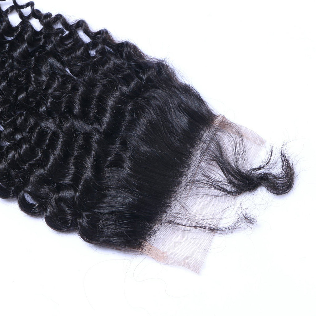 Wholesale Kinky Curly Closure Human Hair Natural Black #1B