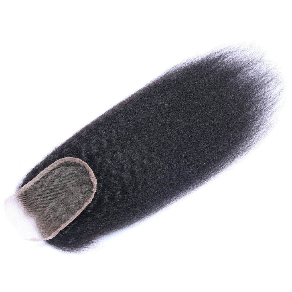Wholesale Kinky Straight Closure Human Hair Natural Black #1B