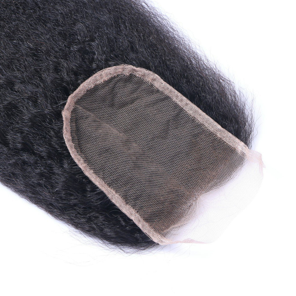 Wholesale Kinky Straight Closure Human Hair Natural Black #1B