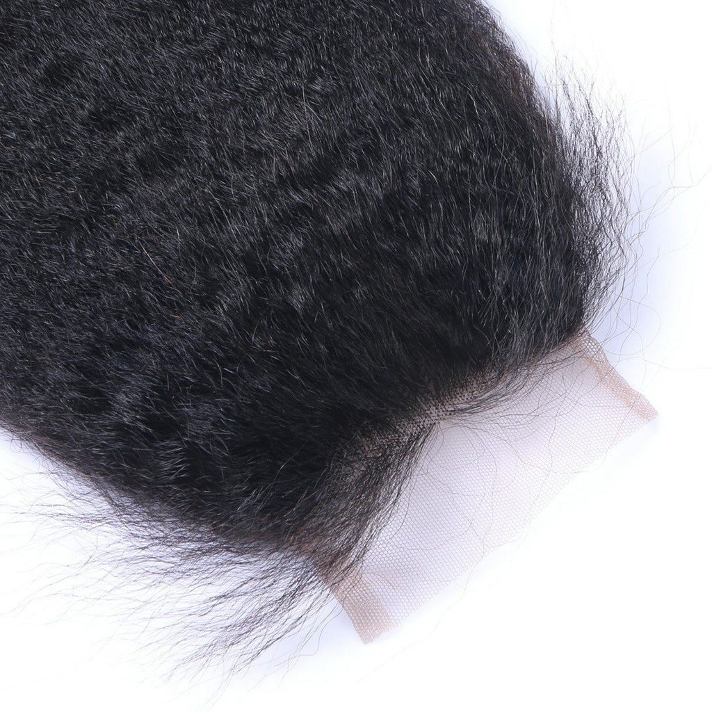 Wholesale Kinky Straight Closure Human Hair Natural Black #1B