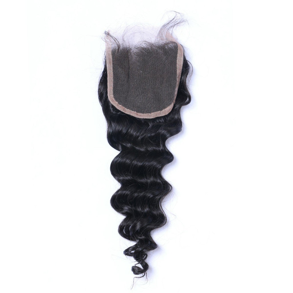 Wholesale Loose Deep Curly Closure Human Hair Natural Black #1B