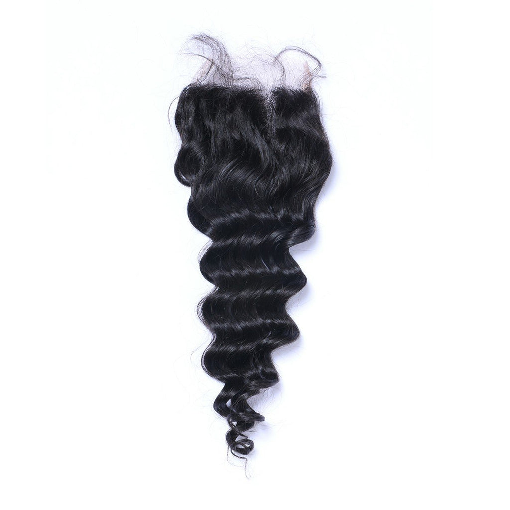 Wholesale Loose Deep Curly Closure Human Hair Natural Black #1B