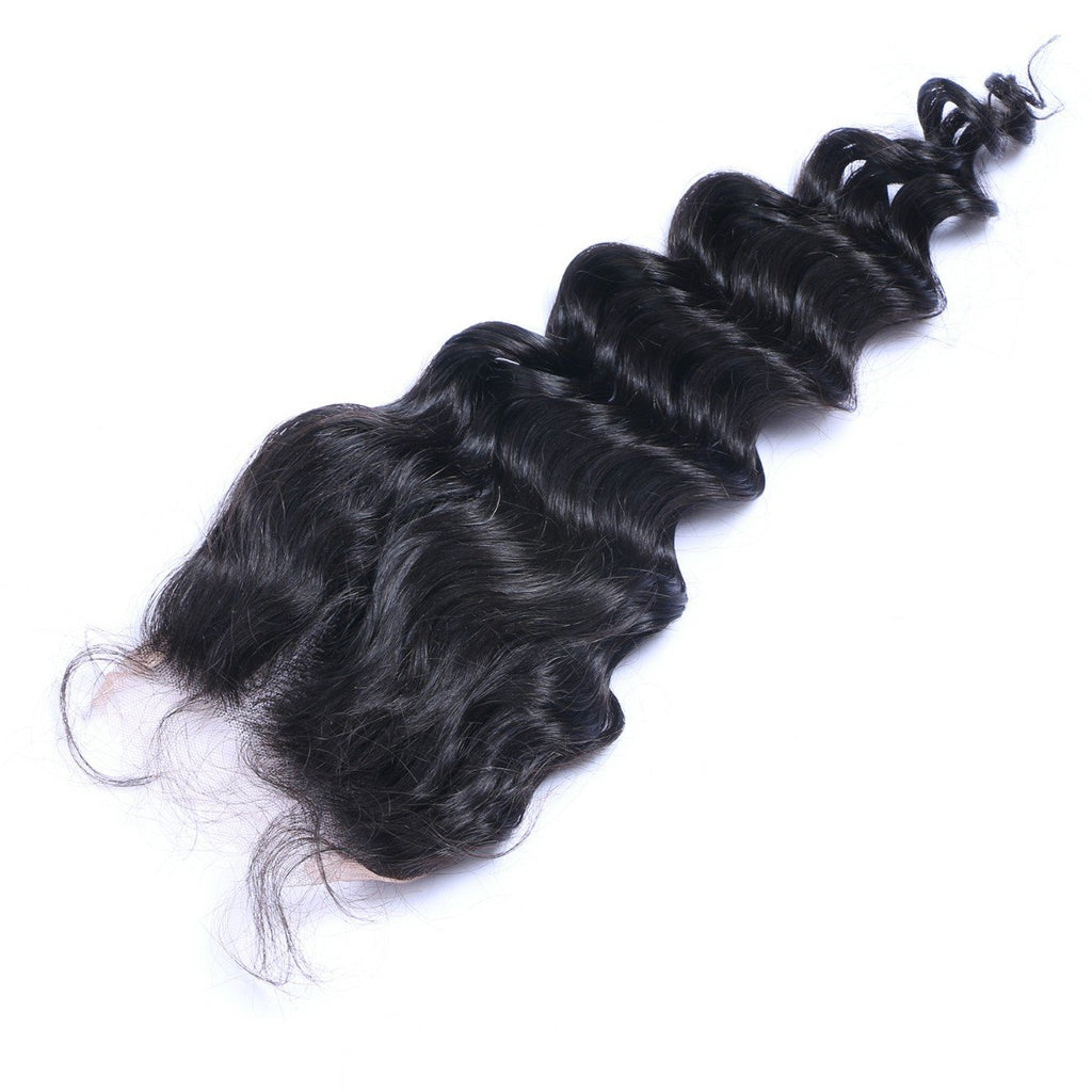 Wholesale Loose Deep Curly Closure Human Hair Natural Black #1B