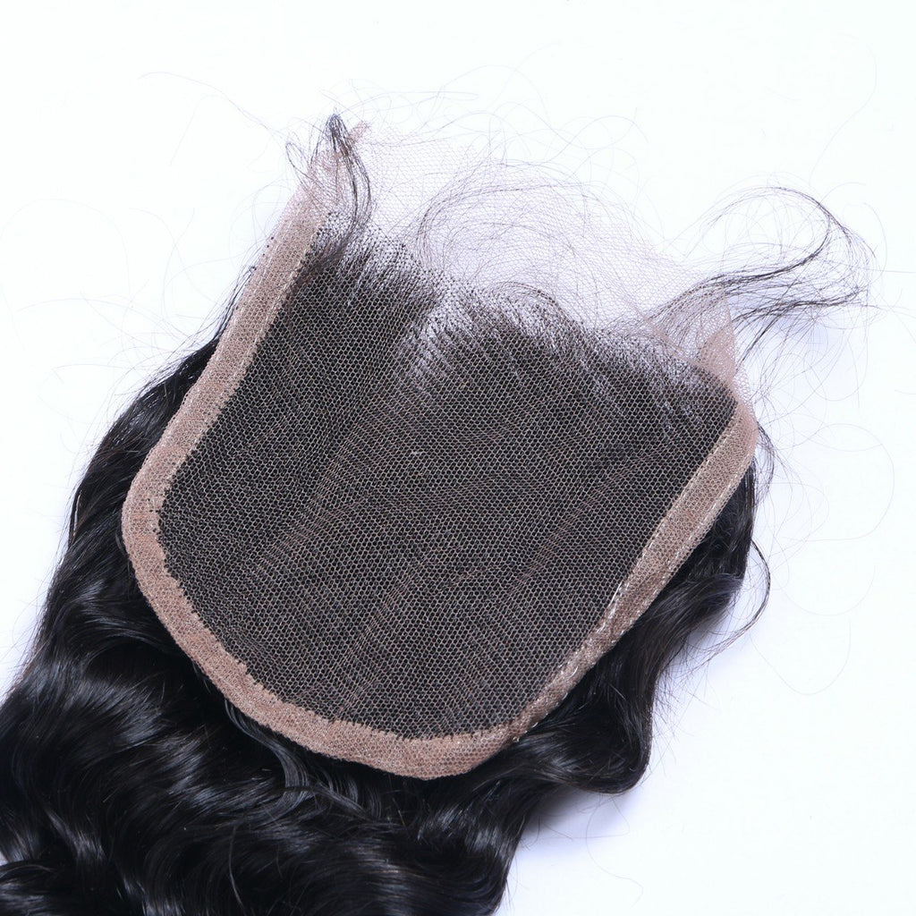 Wholesale Loose Deep Curly Closure Human Hair Natural Black #1B